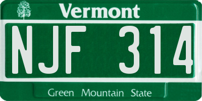 VT license plate NJF314