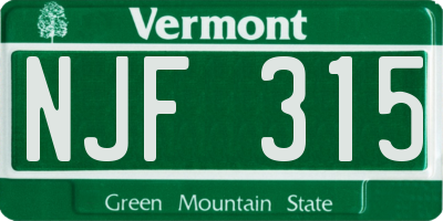 VT license plate NJF315