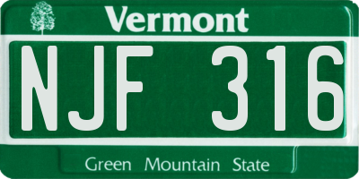 VT license plate NJF316