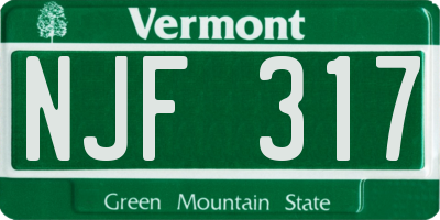 VT license plate NJF317