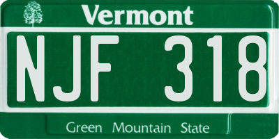 VT license plate NJF318