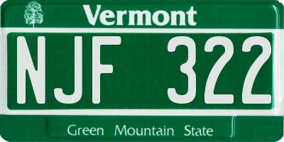 VT license plate NJF322