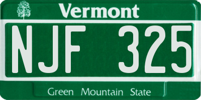 VT license plate NJF325