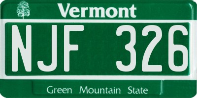 VT license plate NJF326