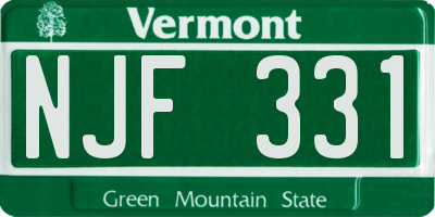 VT license plate NJF331