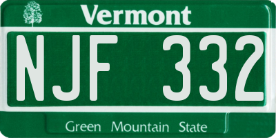 VT license plate NJF332