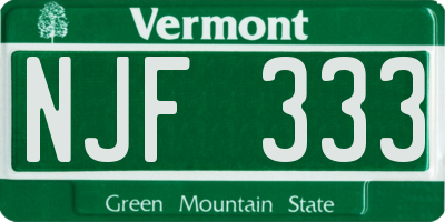 VT license plate NJF333