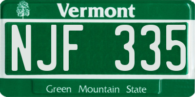 VT license plate NJF335