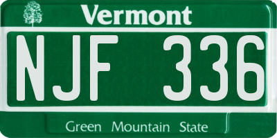 VT license plate NJF336