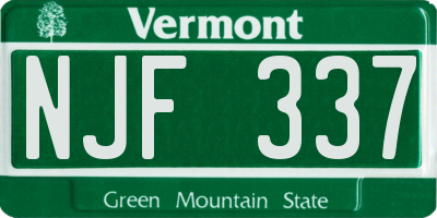 VT license plate NJF337