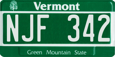 VT license plate NJF342