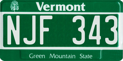 VT license plate NJF343