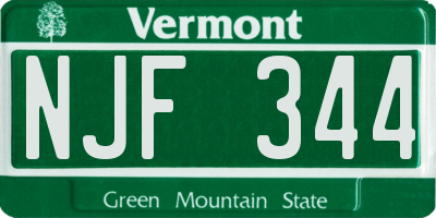VT license plate NJF344