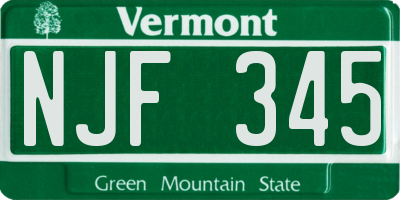 VT license plate NJF345