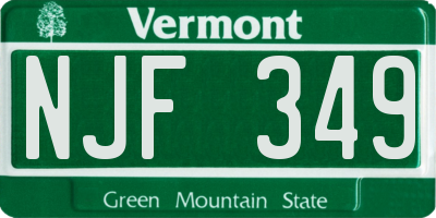 VT license plate NJF349