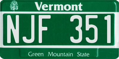 VT license plate NJF351