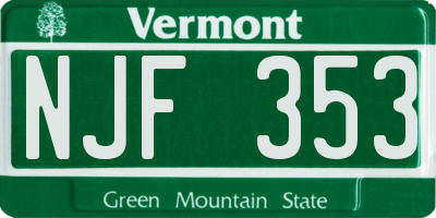 VT license plate NJF353