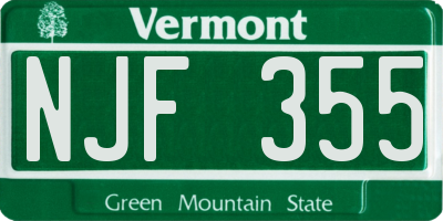 VT license plate NJF355