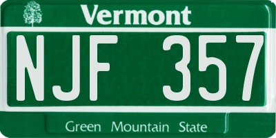 VT license plate NJF357