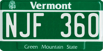 VT license plate NJF360