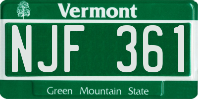 VT license plate NJF361