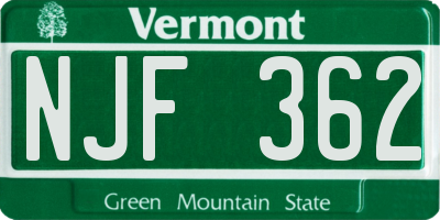 VT license plate NJF362