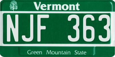 VT license plate NJF363