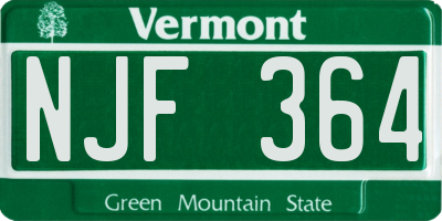 VT license plate NJF364