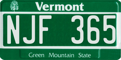 VT license plate NJF365