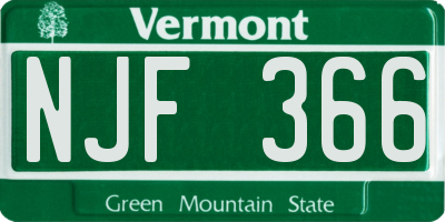 VT license plate NJF366