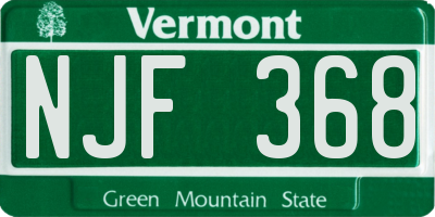 VT license plate NJF368