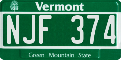 VT license plate NJF374
