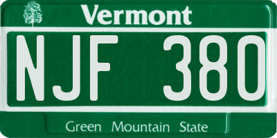 VT license plate NJF380