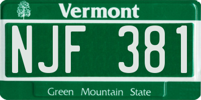 VT license plate NJF381