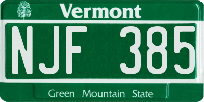 VT license plate NJF385
