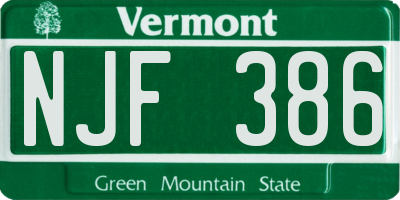 VT license plate NJF386