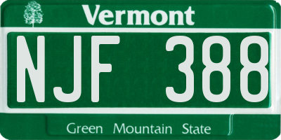 VT license plate NJF388