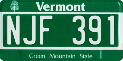 VT license plate NJF391