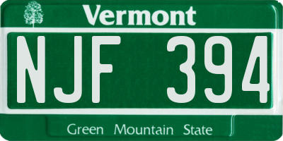 VT license plate NJF394