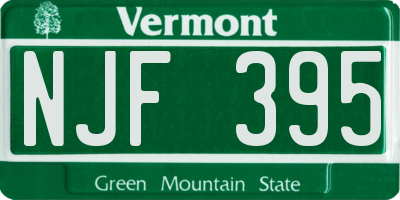 VT license plate NJF395