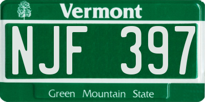 VT license plate NJF397