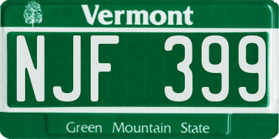 VT license plate NJF399