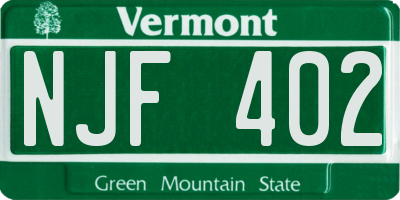 VT license plate NJF402