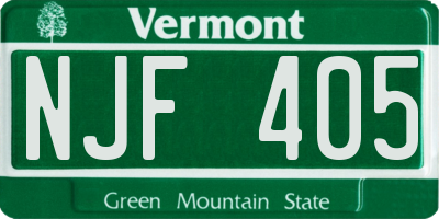 VT license plate NJF405