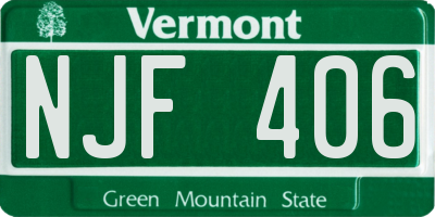 VT license plate NJF406