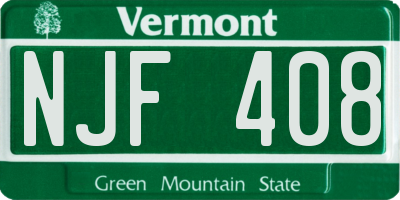 VT license plate NJF408