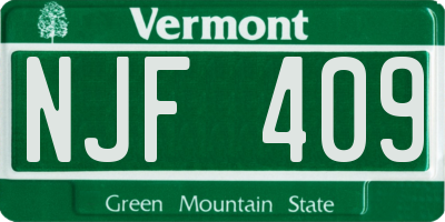 VT license plate NJF409