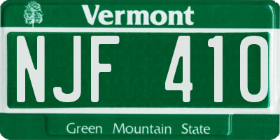 VT license plate NJF410