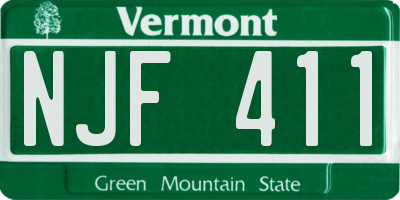 VT license plate NJF411