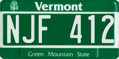 VT license plate NJF412